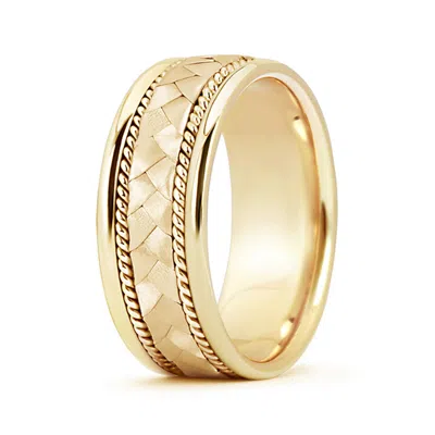 Angara Hand Braided Twisted Rope Men's Wedding Band In Yellow Gold
