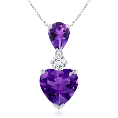 Angara Heart And Pear-shaped Amethyst Pendant In Purple
