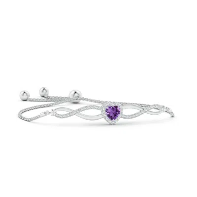 Angara Heart-shaped Amethyst Infinity Bolo Bracelet In Metallic