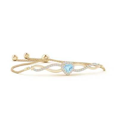 Angara Heart-shaped Aquamarine Infinity Bolo Bracelet In Gold