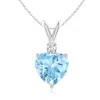 Angara Heart-shaped Aquamarine V-bale Pendant With Diamond In White Gold/swiss Blue