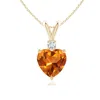 Angara Heart-shaped Citrine V-bale Pendant With Diamond In Yellow Gold/deep Golden