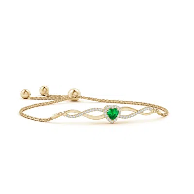 Angara Heart-shaped Emerald Infinity Bolo Bracelet In Gold