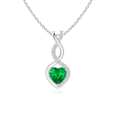 Angara Heart-shaped Emerald Infinity Pendant With Diamond Accents