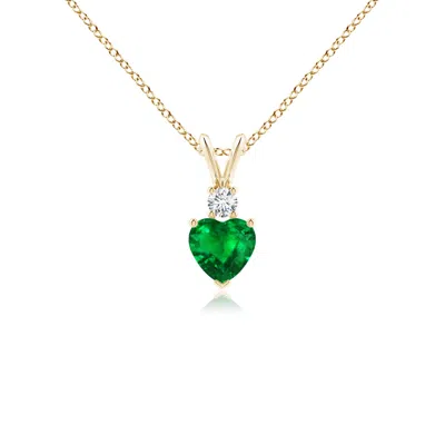Angara Heart-shaped Emerald Rabbit Ear Bale Pendant In Gold