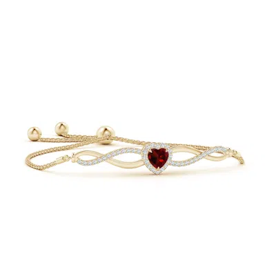 Angara Heart-shaped Garnet Infinity Bolo Bracelet In Gold