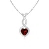 Angara Heart-shaped Garnet Infinity Pendant With Diamond Accents