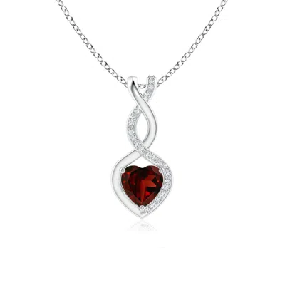Angara Heart-shaped Garnet Infinity Pendant With Diamond Accents