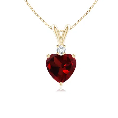 Angara Heart-shaped Garnet V-bale Pendant With Diamond In Gray