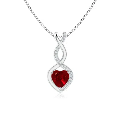 Angara Heart-shaped Lab-grown Ruby Infinity Pendant With Diamond Accents