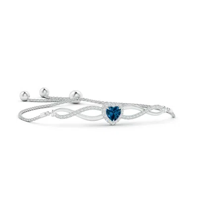 Angara Heart-shaped London Blue Topaz Infinity Bolo Bracelet