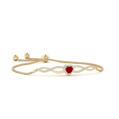 Angara Heart-shaped Ruby Infinity Bolo Bracelet In Red