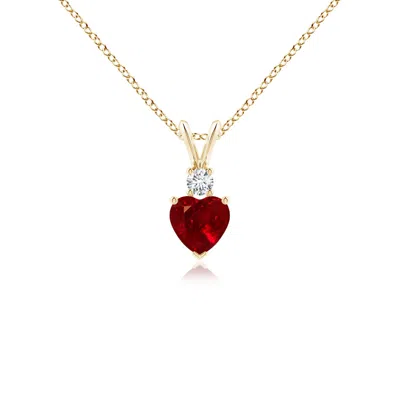Angara Heart-shaped Ruby Rabbit Ear Bale Pendant In Gold