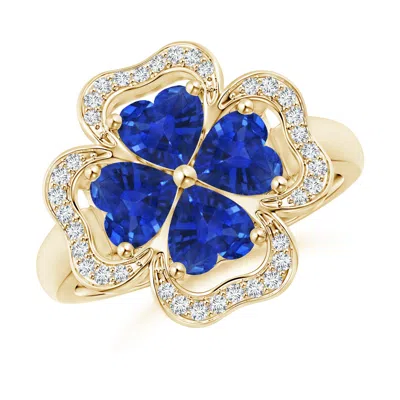 Angara Heart-shaped Sapphire Clover Ring In Gold
