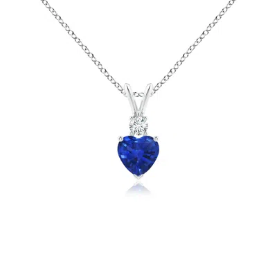 Angara Heart-shaped Sapphire Rabbit Ear Bale Pendant In Metallic