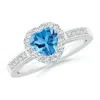 Angara Heart-shaped Swiss Blue Topaz Halo Ring With Diamond Accents In White Gold/light Swiss Blue