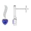 Angara Heart-shaped Tanzanite And Diamond Swirl Drop Earrings In White Gold/deep Rich Violet Blue