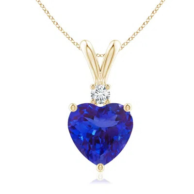 Angara Heart-shaped Tanzanite V-bale Pendant With Diamond In Blue