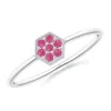 Angara Hexagon-shaped Pink Sapphire Cluster Ring With Milgrain In White Gold/medium Pink