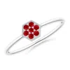 Angara Hexagon-shaped Ruby Cluster Ring With Milgrain In White Gold/medium Red