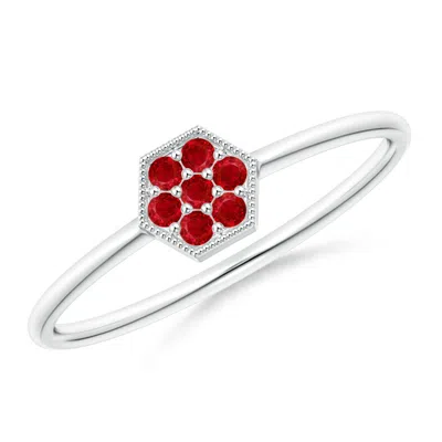 Angara Hexagon-shaped Ruby Cluster Ring With Milgrain In Red