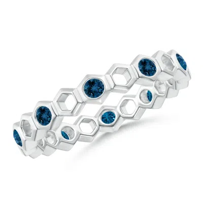 Angara Hexagonal Alternate London Blue Topaz Eternity Ring In Metallic