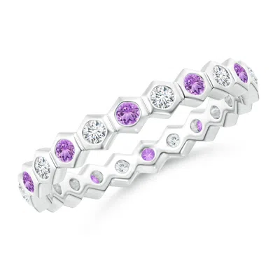Angara Hexagonal Amethyst And Diamond Eternity Ring In Purple