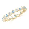 Angara Hexagonal Aquamarine And Diamond Eternity Ring In Yellow Gold/light Swiss Blue