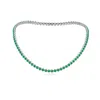 Angara Hexagonal Bezel-set Emerald Tennis Necklace In White Gold/rich Medium Green