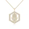 Angara Hexagonal Diamond Hamsa Pendant In Yellow Gold/i-j