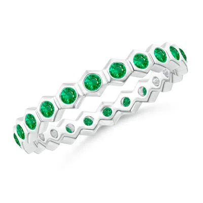 Angara Hexagonal Emerald Eternity Ring In Metallic