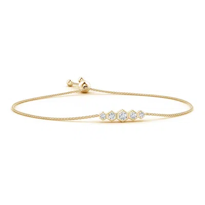 Angara Hexagonal Frame 5 Bezel Set Diamond Indochine Journey Bracelet In Gold