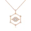 Angara Hexagonal Indochine Bamboo Evil Eye Pendant With Diamond In Rose Gold/i-j