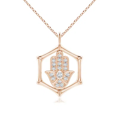 Angara Hexagonal Indochine Bamboo Hamsa Pendant With Diamond In Gold