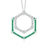 Angara Hexagonal Indochine Bamboo Multi-wear Emerald Pendant In White Gold/i-j