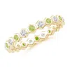 Angara Hexagonal Peridot And Diamond Eternity Ring In Yellow Gold/yellowish Green