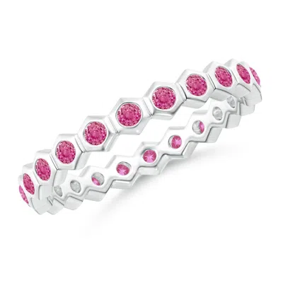Angara Hexagonal Pink Sapphire Eternity Ring In Metallic