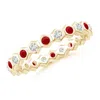 Angara Hexagonal Ruby And Diamond Eternity Ring In Yellow Gold/medium Red