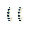 Angara Hexagonal Small London Blue Topaz J-hoops In Yellow Gold/greenish Blue