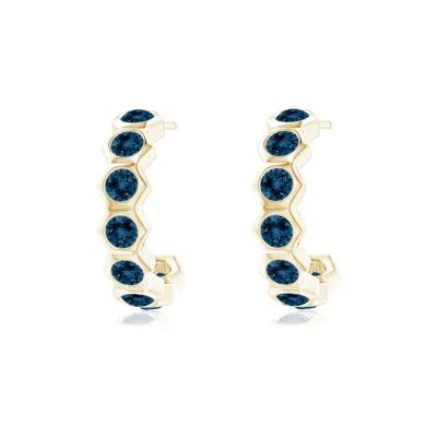 Angara Hexagonal Small London Blue Topaz J-hoops In Gold