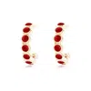 Angara Hexagonal Small Ruby J-hoops In Yellow Gold/medium Red