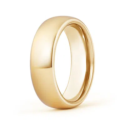 Angara High Polished Comfort Fit Domed Wedding Band For Men In Yellow Gold