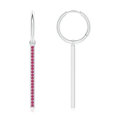 Angara Hinged Hoop Dangling Pink Sapphire Bar Earrings