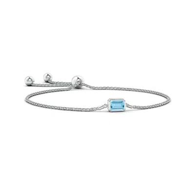 Angara Horizontally Set Emerald-cut Aquamarine Bolo Bracelet In Metallic