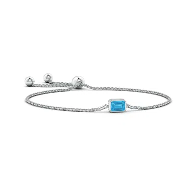 Angara Horizontally Set Emerald-cut Fancy Intense Blue Diamond Bolo Bracelet