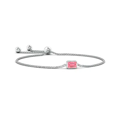 Angara Horizontally Set Emerald-cut Fancy Intense Pink Diamond Bolo Bracelet