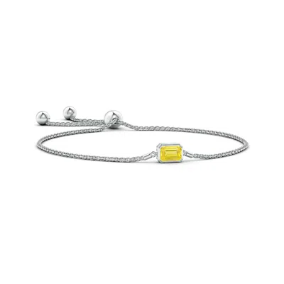 Angara Horizontally Set Emerald-cut Fancy Intense Yellow Diamond Bolo Bracelet In Neutral