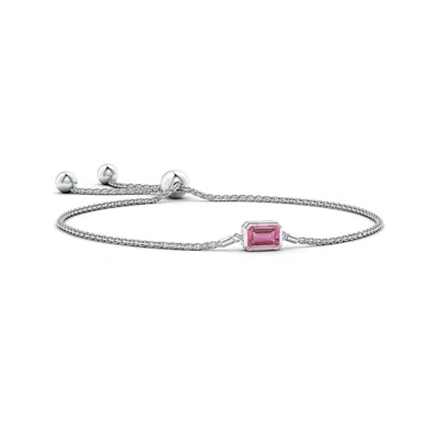 Angara Horizontally Set Emerald-cut Pink Tourmaline Bolo Bracelet In Metallic
