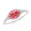 Angara Horizontally Set Oval Fancy Intense Pink Diamond Ring