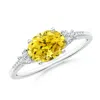 Angara Horizontally Set Oval Fancy Intense Yellow Diamond Ring In White Gold/fancy Intense